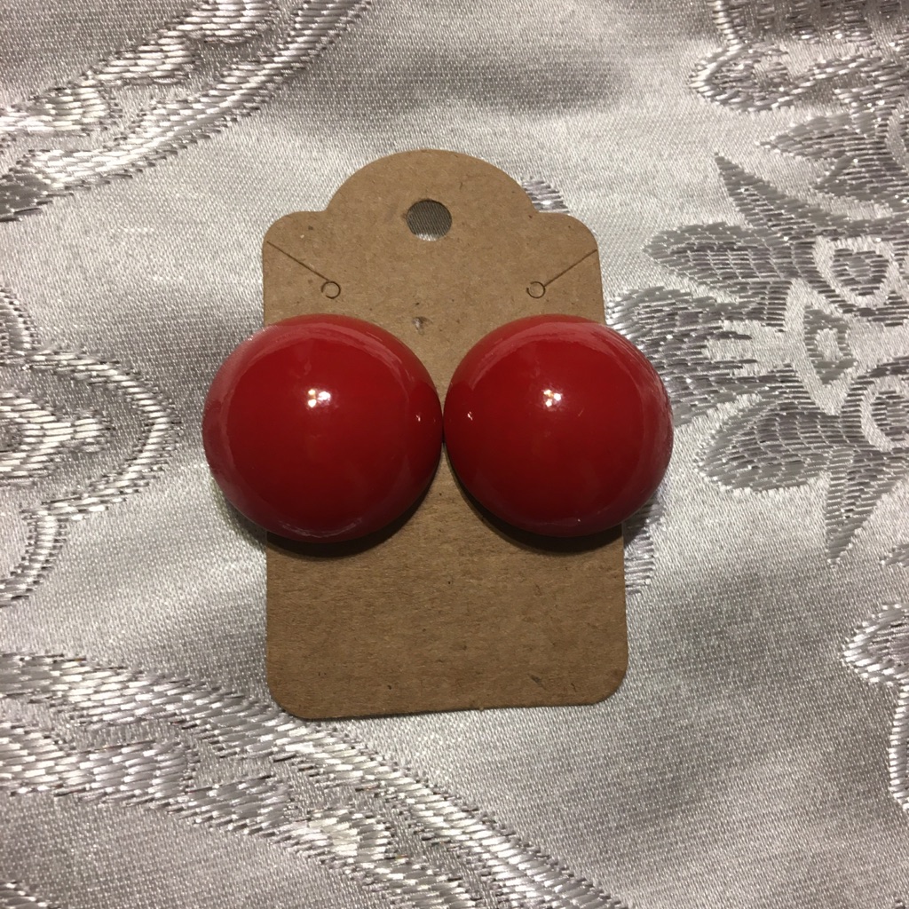 Red Button Earrings
